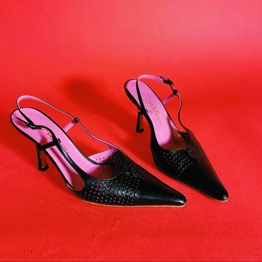 Authentic Vintage Chanel Black Slingback Heels